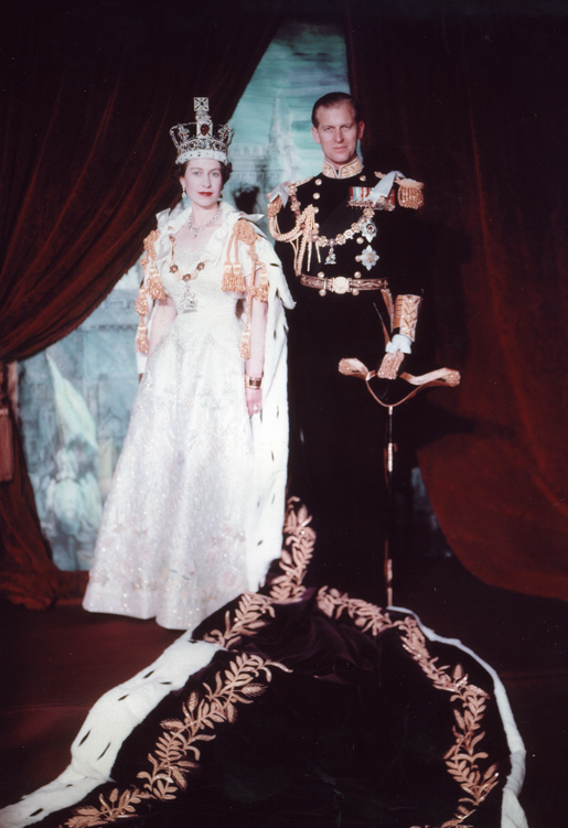Queen Elizabeth II and Prince Philip in their coronation portrait, June 1953.